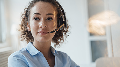 young woman working in a call center