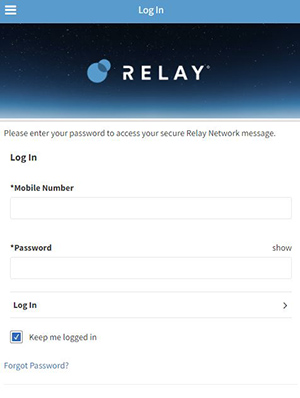 mobile Relay log in image